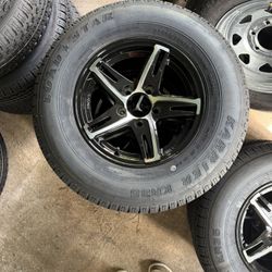 New 205-75-14inch Trailer Tires With 5-lug Black Aluminum Wheels.  In Stock. 