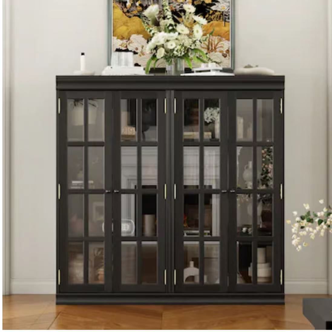 showcase with glass doors