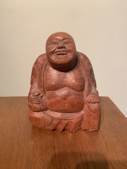 Vintage Wooden Curved Buddha Statue