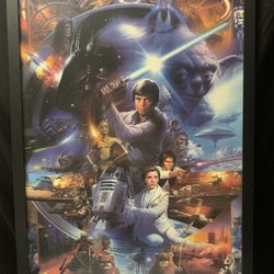 Star Wars 1997 Tsuneo Sanda 30th anniversary Oil Painting Print Framed RARE 