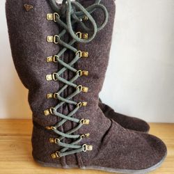 Roxy Boots Lace Up Wool Fleece Snow Shoes