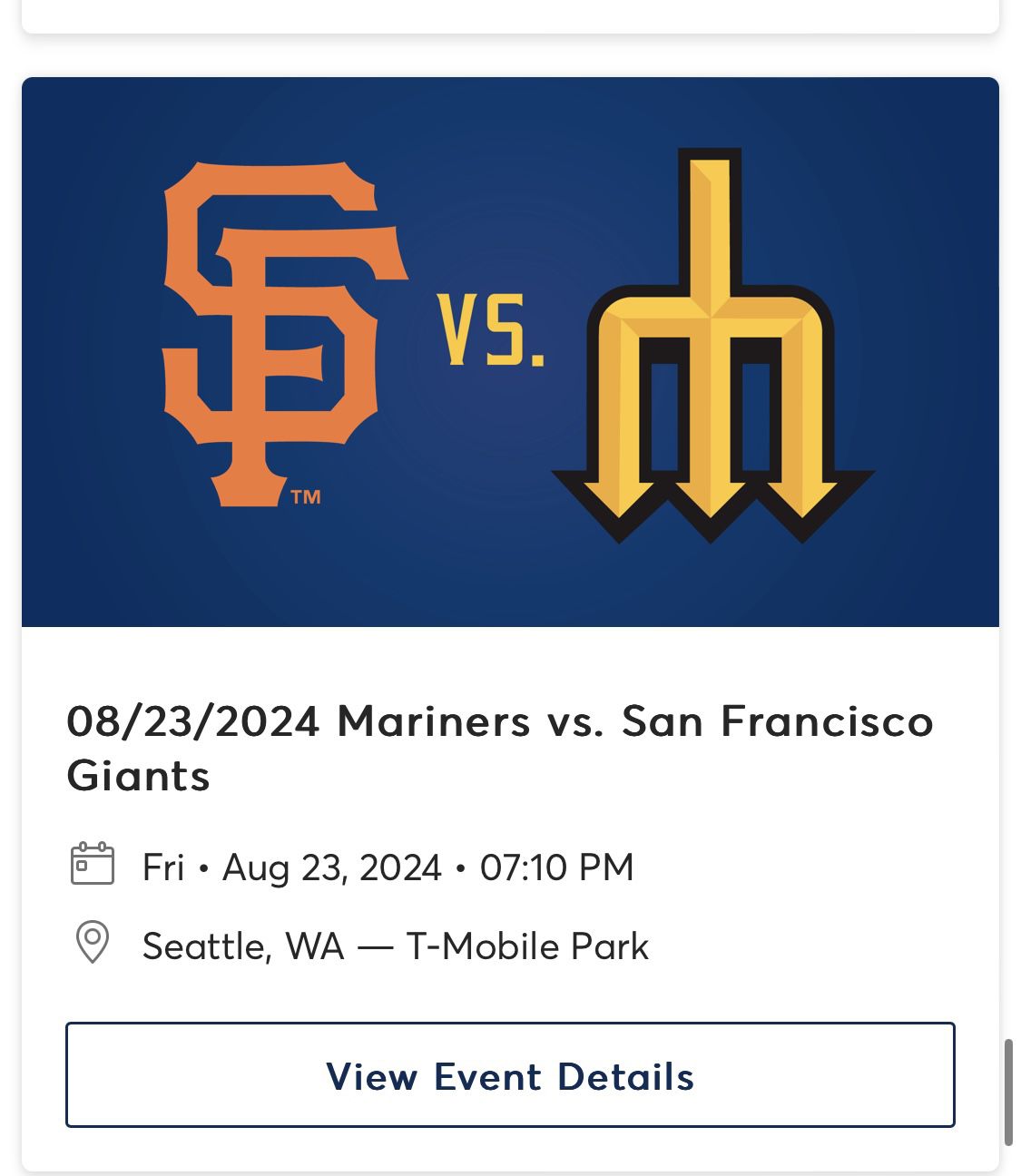 Seattle Mariners vs San Francisco Giants (8/23/24)-Price Per Seat