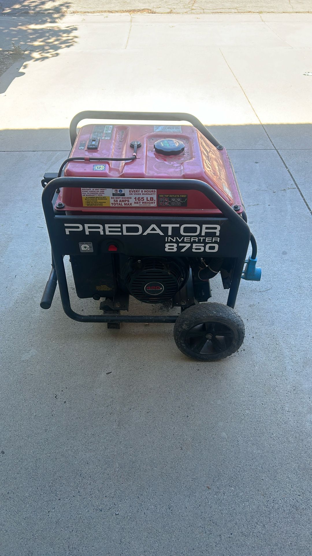 Predator 8750 Inverter Generator (only 10 Hours Old)