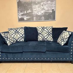 Blue Studded Couch 