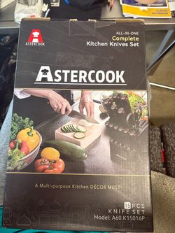 Astercook 15-Piece Kitchen Knife Set w/ Block – Model A60.K15016P – Open Box