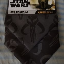 New 2-2Pk Disney's Star Wars The Mandalorian Pet  Bandana's 