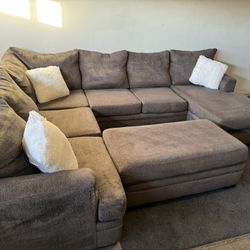 Gray Sectional Sofa Couch Sala Ottoman 
