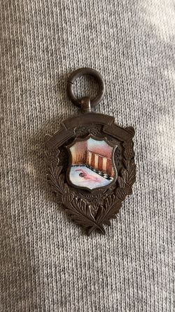 Antique Silver & Enamel Swimming Medal~