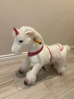 Ride-On Plush Unicorn Toy with Wheels
