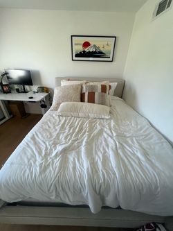 Queen bed frame and mattress