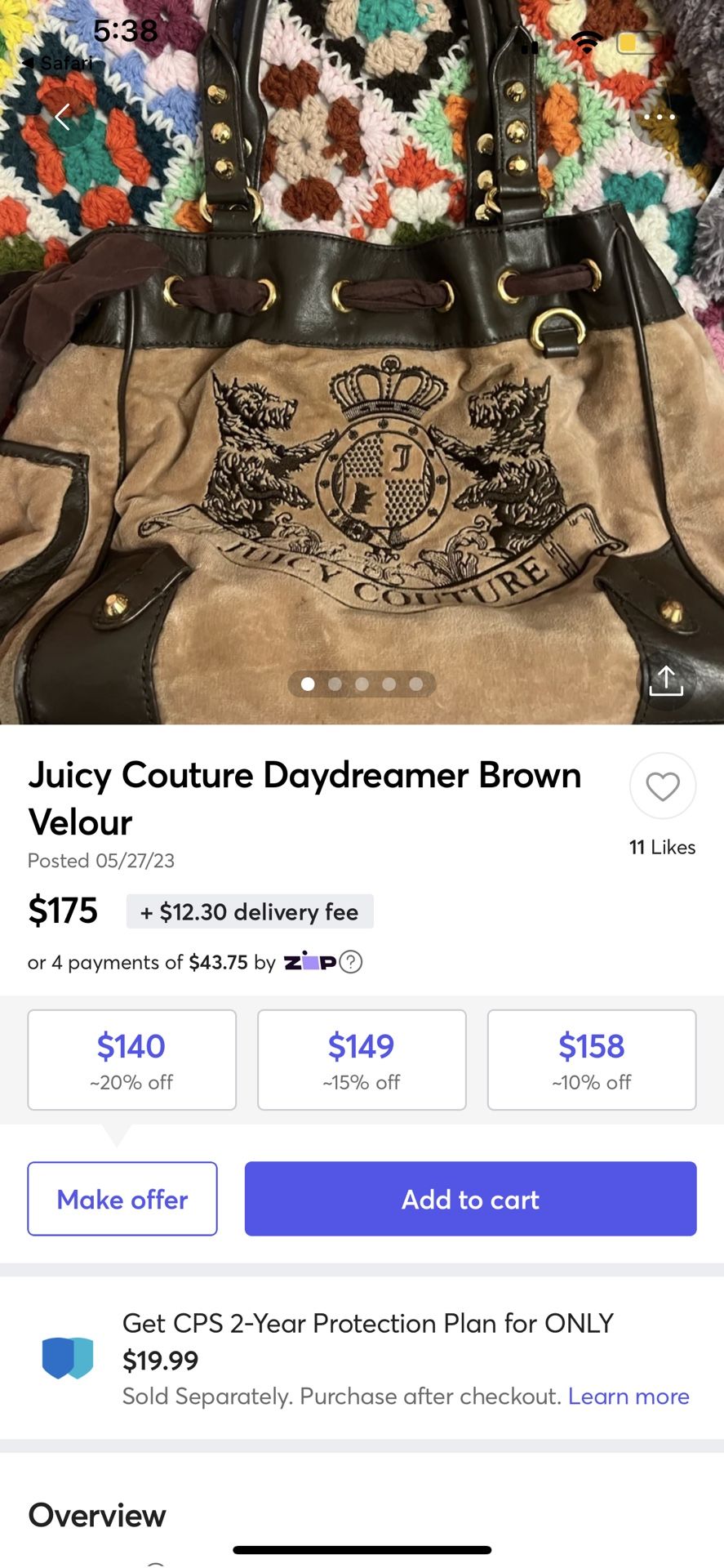 Juicy couture discount daydreamer velour bag