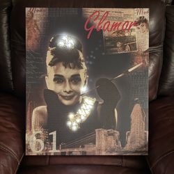Audrey Hepburn Breakfast at Tiffany's Light Up LED Canvas 20” x 24” inches