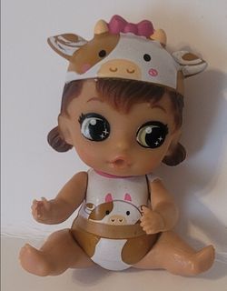 Vintage MGA Bratz Lil Angelz Mini Cow Figure Doll 2.25" Brown White Spotted