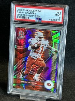 2023 Chronicles DP 💥 Barry Sanders 💥 Spectra-Neon Pink Prizm 58/75 PSA 9 Mint 💎 - Detroit Lions
