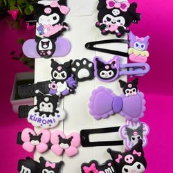 Kuromi Hair Clips 14pc, Hair Accessories, 