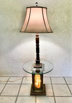 Vintage Floor Lamp with Glass Table Space Saver Apartment Corner Use Multiple Lights Tap See More for All Info