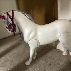 Vintage Toy Horse With Pink Bridle