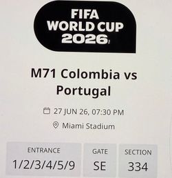 Colombia vs Portugal seats