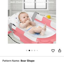Collapsible Baby Bathtub, Baby Bath Tub with Soft Cushion & Real-Time Thermometer, Baby Bathtub Infant to Toddler Tub (0-36 Months),