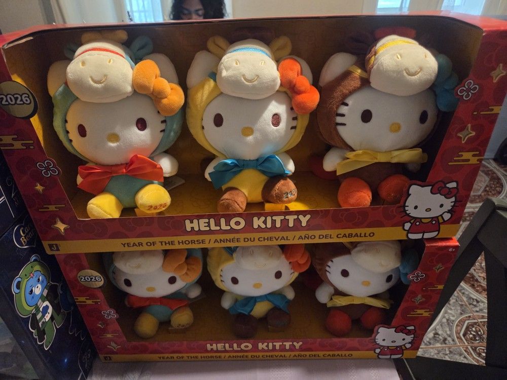 stuffed animal squishmallow, carebear, and hello kitty collectors items
