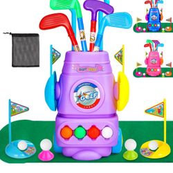 Brandnew Kids Golf Club Set - Toddler Golf Ball Game Play Set Sports Toys Gift for Boys Girls 3 4 5 6 Year Old (Purple)