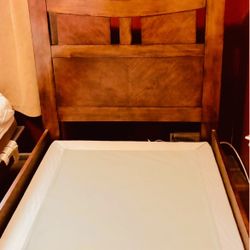 Twin Size Solid Wood Bed frame, Headboard, Footboard And Box spring Included 