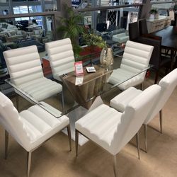 Bima & Cilegon White Dining Room Set / 7pc