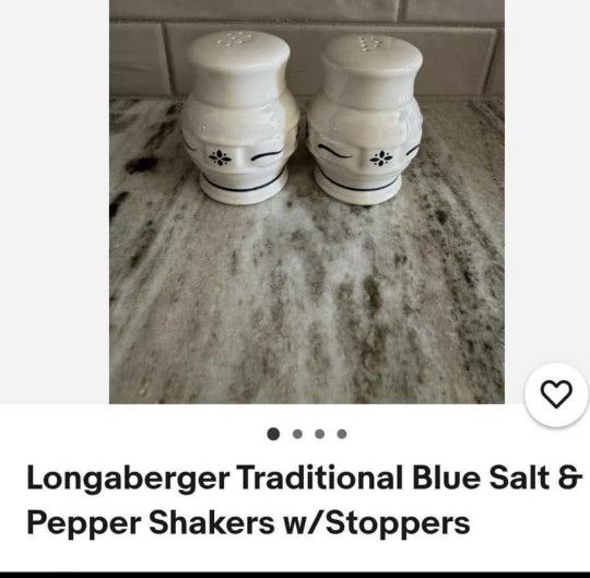 LONGABERGER TRADITIONAL BLUE SALT AND PEPPER SHAKERS