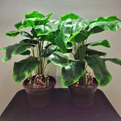 *** NEW LOW PRICE *** PAIR of 28" Faux Potted Plants w Watermelon / Clear Stone & Lavender / 9" Planters @ Lasting Creations