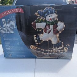32" Animated Skating Snowman Outdoor Lighted Yard Christmas Decoration Holiday
