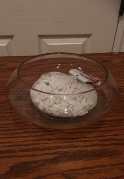 UNIQUE GLASS BOWL WITH ROCK