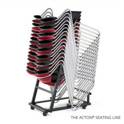 stacking chair bases (or chair frames) that are stored on a mobile chair dolly/

cart