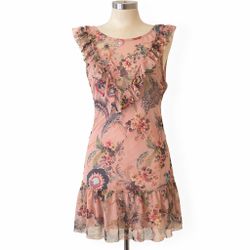 Pink Ruffle Dress XS Like New