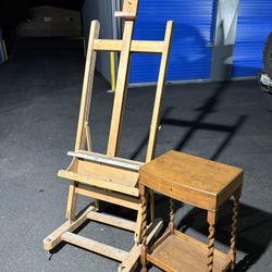 Artist Easel And Storage Table 