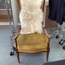 Mustard Pleated Wooden Chair