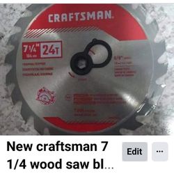 New Craftsman 7 ¼ Wood Saw Blade