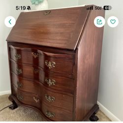 Desk/ Vintage Secretary Desk/ Drop-Front Desk