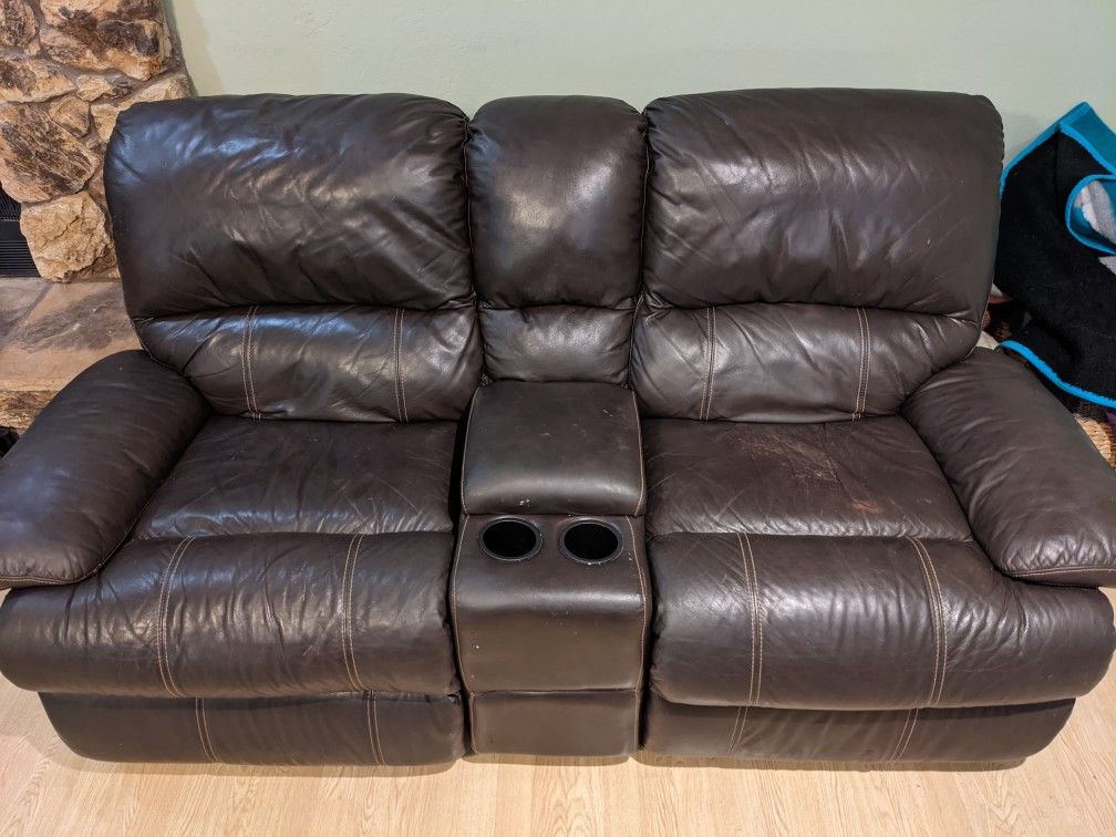 Leather reclining loveseat (electric)