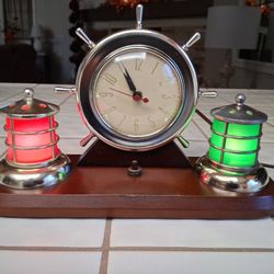Vintage SUPER RARE! Gibraltar Clock Nautical 1940's Electric Ship's Wheel Starboard Lights ..WORKS!....asking $125.00