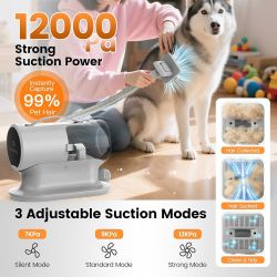 Pet Grooming Vacuum and Kit,12000Pa Pet Vacuum for Shedding Grooming, 2L Large Capacity
