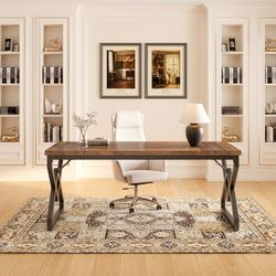 63" Executive Desk with Large Tabletop, Farmhouse Computer Desk for Home Office