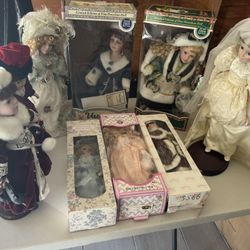 9 porcelain dolls