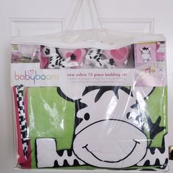 NEW Baby Boom ZEBRA 10 Piece Crib Set 
