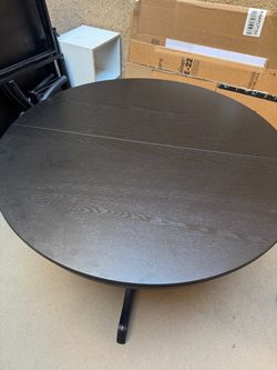 Black Round Pedestal Dining Table (Expandable)