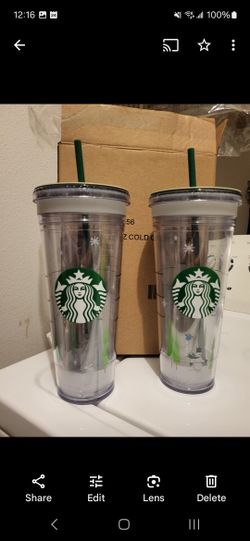 TWO Brand New Starbucks 2011 Holiday COLD CUP Create your Own Cup Insulated 24 oz