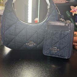 denim coach purse and wallet 