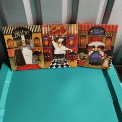 3 Quirky Italiano "Funny Chefs" Wall Decor
