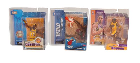 3 pc McFarlane Toys NBA Wilt Chamberlain, Shaq, Kobe Bryant