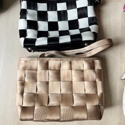 Seatbelt Purses $75/ea. Tan & Blk/Wht