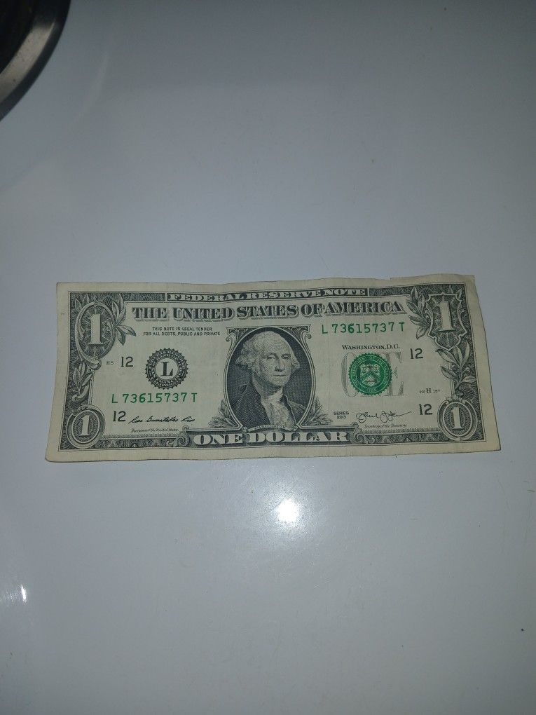 2013 $1.00 Bill Excessive Over Inked Printing Error Serial Number "6" on both Left and Right Side